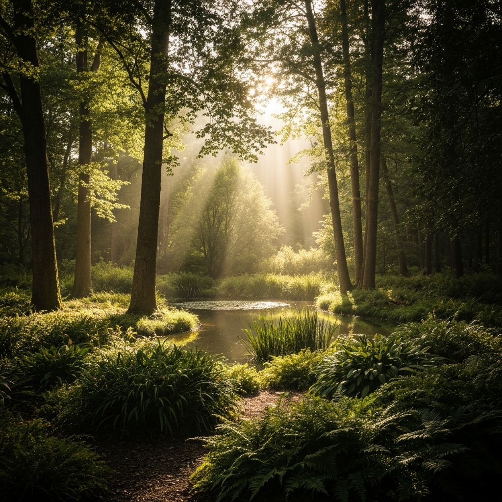 Peaceful natural landscape representing wellness