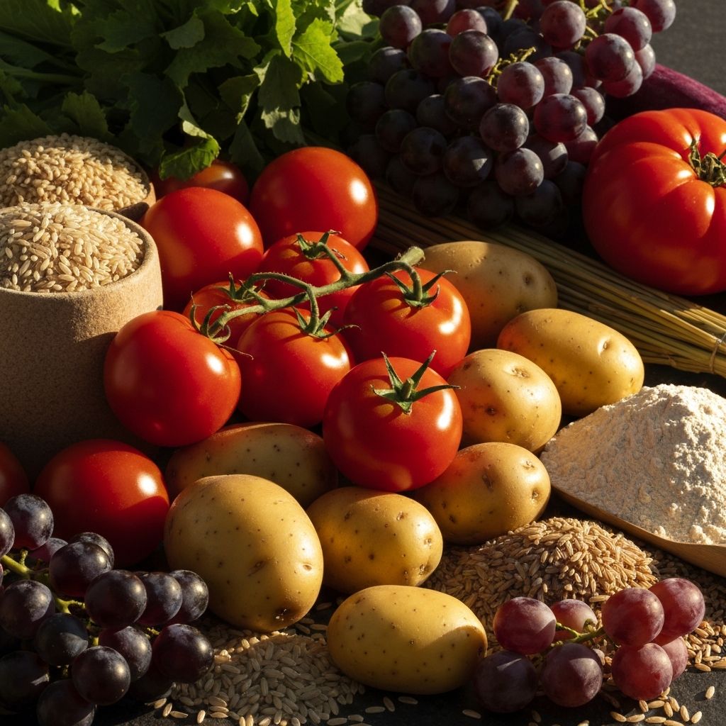 Natural seasonal produce in morning light